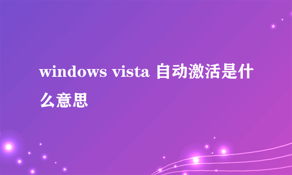 windows vista 自动激活是什么意思