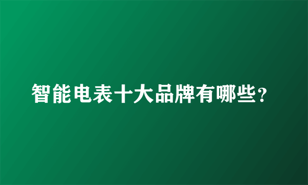 智能电表十大品牌有哪些？