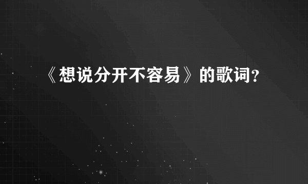 《想说分开不容易》的歌词？
