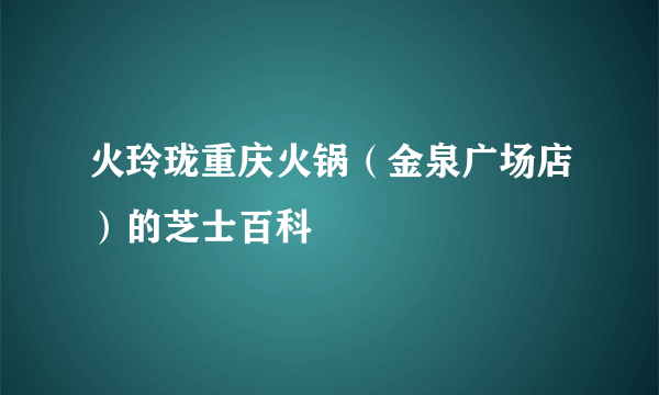 火玲珑重庆火锅（金泉广场店）的芝士百科