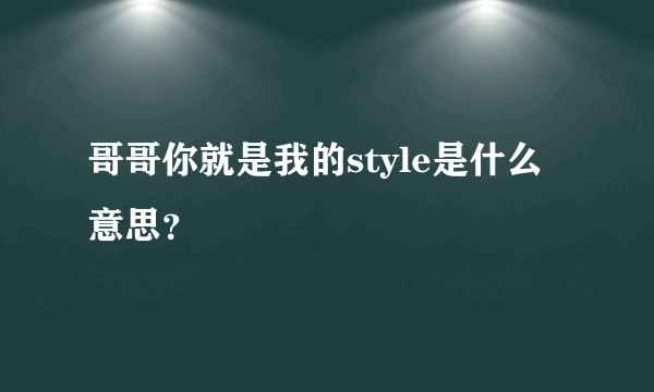 哥哥你就是我的style是什么意思？