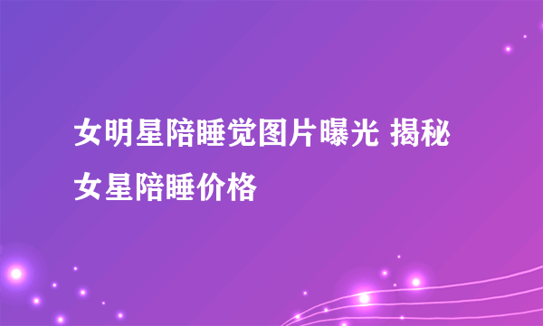 女明星陪睡觉图片曝光 揭秘女星陪睡价格