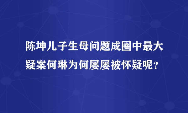 陈坤儿子生母问题成圈中最大疑案何琳为何屡屡被怀疑呢？