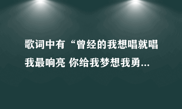 歌词中有“曾经的我想唱就唱我最响亮 你给我梦想我勇敢向前闯”歌名是什么 谢谢