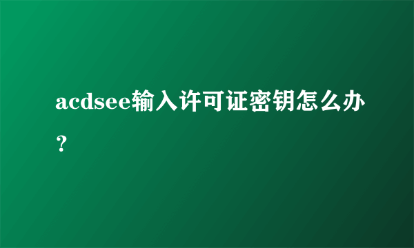 acdsee输入许可证密钥怎么办？