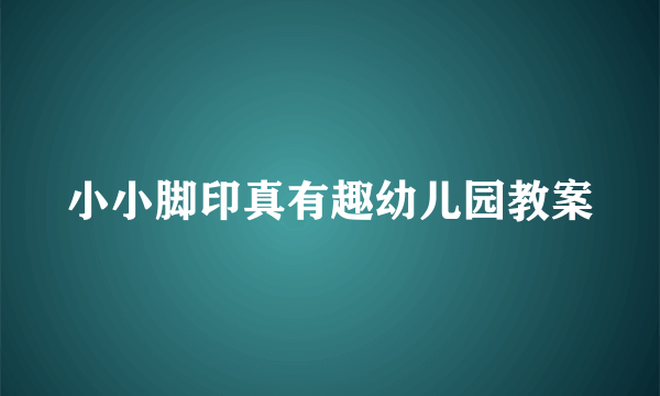 小小脚印真有趣幼儿园教案