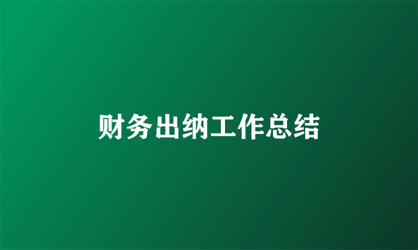 财务出纳工作总结