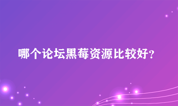 哪个论坛黑莓资源比较好？