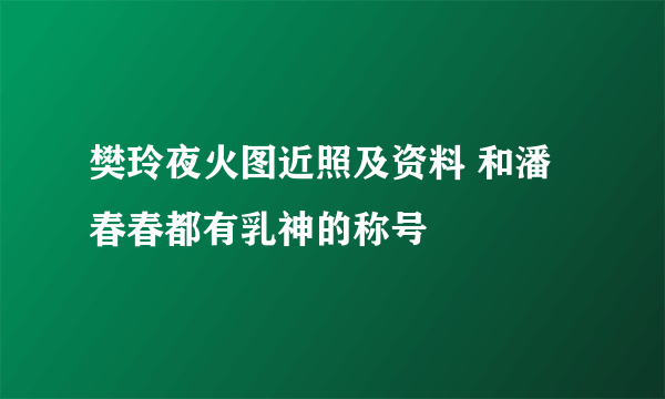 樊玲夜火图近照及资料 和潘春春都有乳神的称号