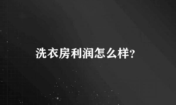 洗衣房利润怎么样？