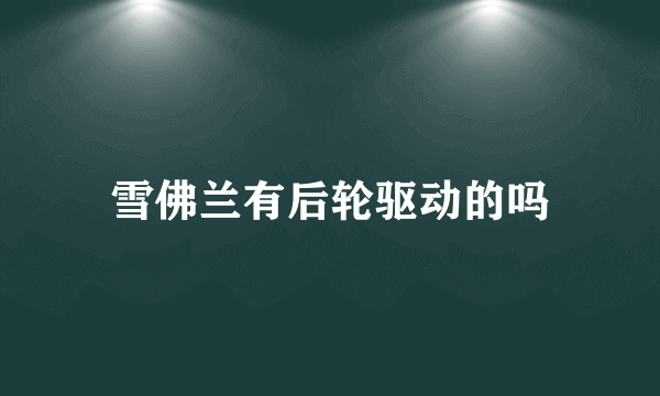 雪佛兰有后轮驱动的吗