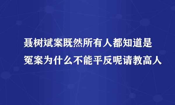 聂树斌案既然所有人都知道是冤案为什么不能平反呢请教高人