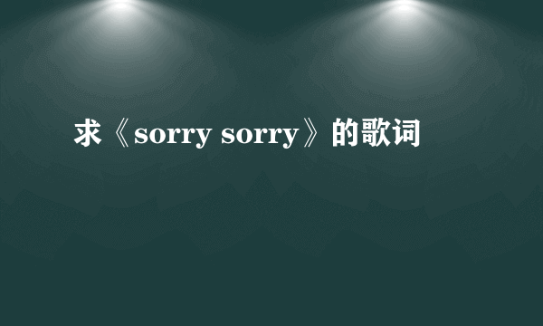 求《sorry sorry》的歌词