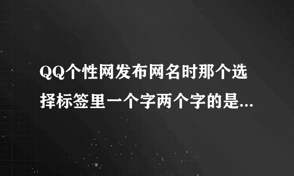 QQ个性网发布网名时那个选择标签里一个字两个字的是什么意思
