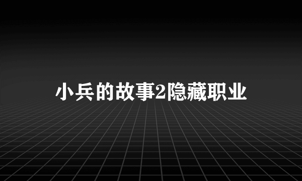 小兵的故事2隐藏职业