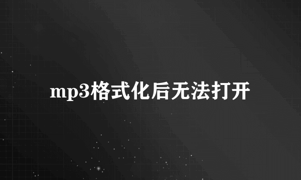 mp3格式化后无法打开