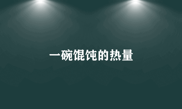 一碗馄饨的热量