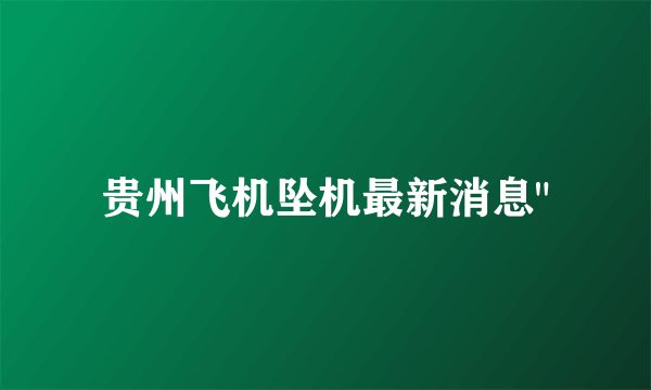 贵州飞机坠机最新消息