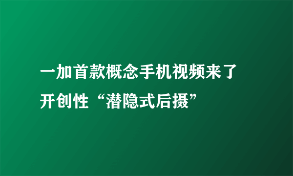 一加首款概念手机视频来了 开创性“潜隐式后摄”