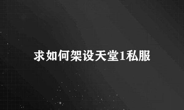 求如何架设天堂1私服
