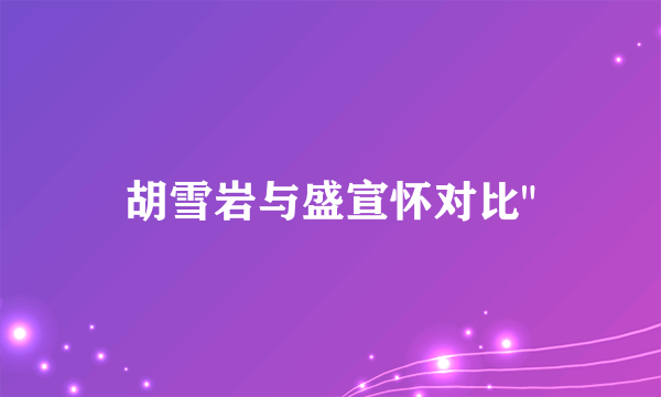 胡雪岩与盛宣怀对比