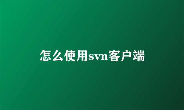 怎么使用svn客户端