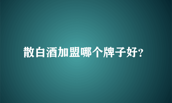散白酒加盟哪个牌子好？