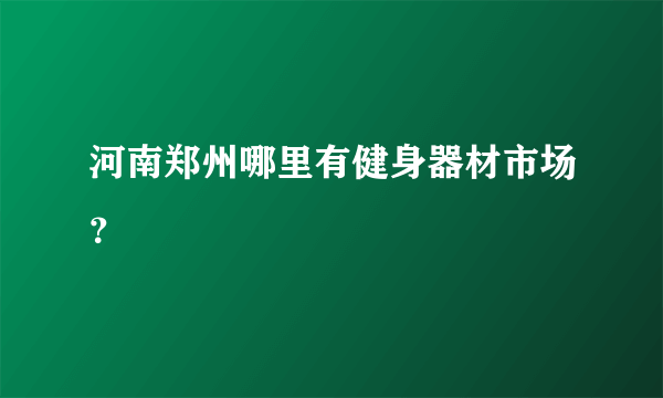 河南郑州哪里有健身器材市场？