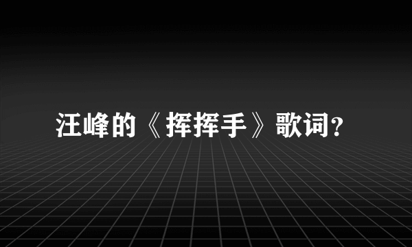 汪峰的《挥挥手》歌词？