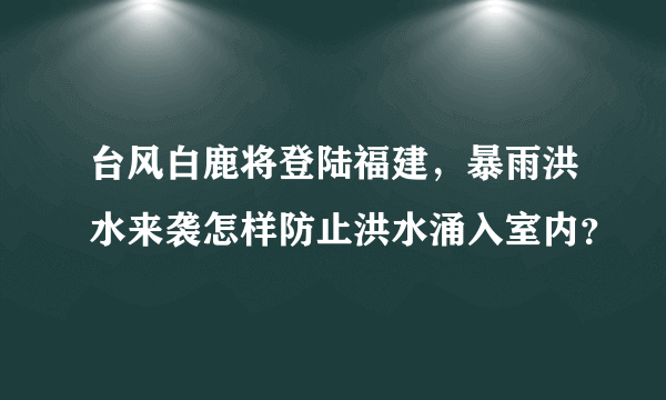 台风白鹿将登陆福建，暴雨洪水来袭怎样防止洪水涌入室内？
