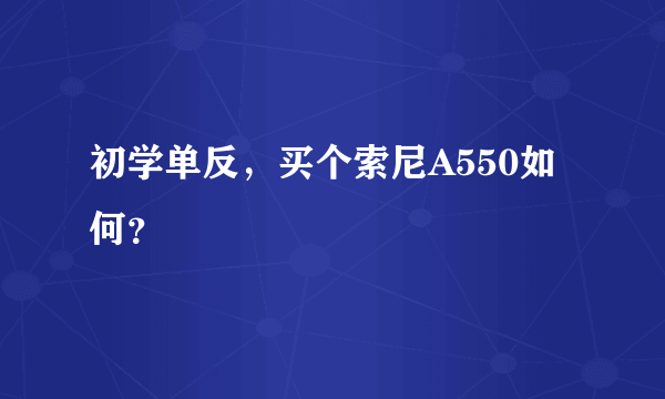 初学单反，买个索尼A550如何？