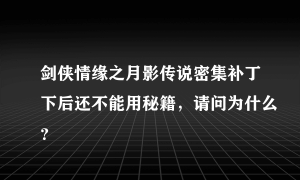 剑侠情缘之月影传说密集补丁下后还不能用秘籍，请问为什么？