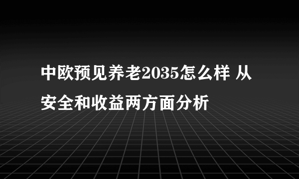 中欧预见养老2035怎么样 从安全和收益两方面分析