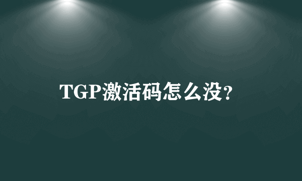 TGP激活码怎么没？