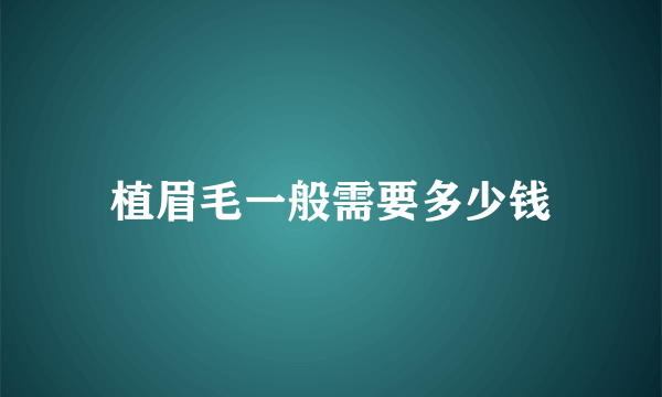植眉毛一般需要多少钱