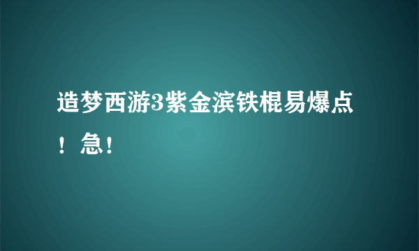 造梦西游3紫金滨铁棍易爆点！急！