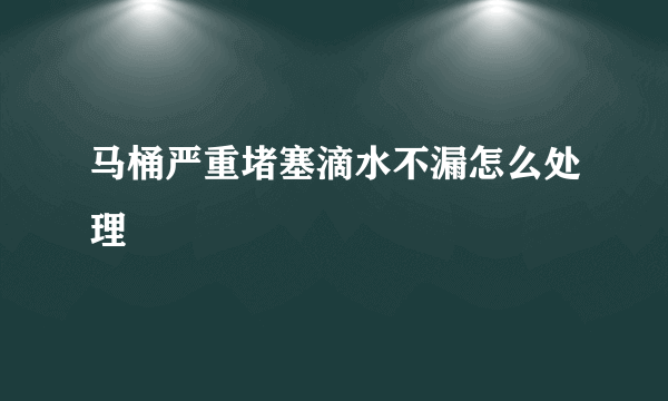 马桶严重堵塞滴水不漏怎么处理
