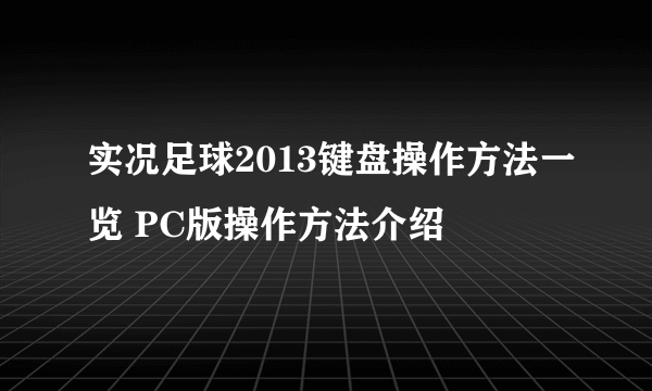 实况足球2013键盘操作方法一览 PC版操作方法介绍
