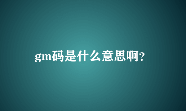 gm码是什么意思啊？