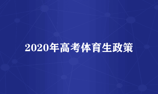 2020年高考体育生政策