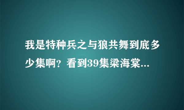 我是特种兵之与狼共舞到底多少集啊？看到39集梁海棠都快挂了，还不是大结局？
