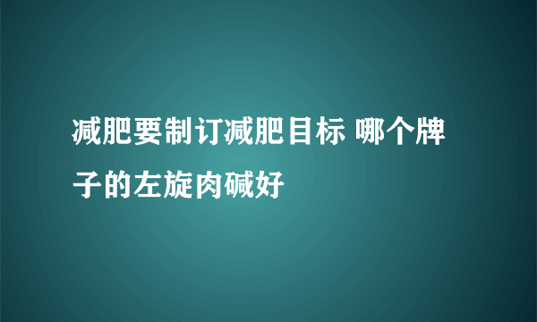 减肥要制订减肥目标 哪个牌子的左旋肉碱好