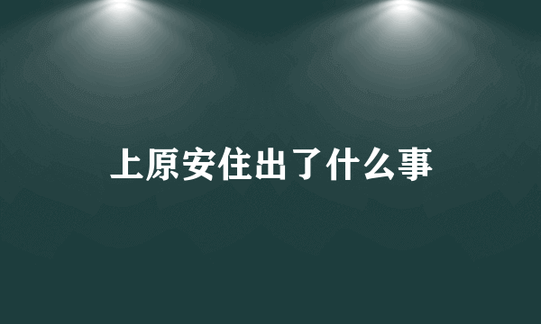 上原安住出了什么事