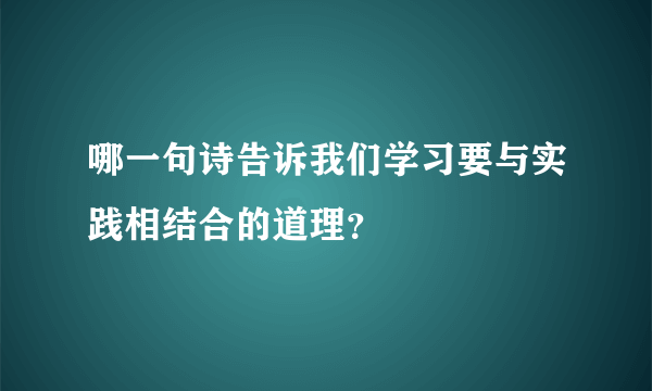 哪一句诗告诉我们学习要与实践相结合的道理？