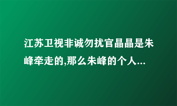 江苏卫视非诚勿扰官晶晶是朱峰牵走的,那么朱峰的个人资料呢?年龄职业等是怎么样的