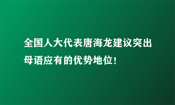全国人大代表唐海龙建议突出母语应有的优势地位！