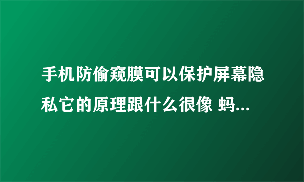 手机防偷窥膜可以保护屏幕隐私它的原理跟什么很像 蚂蚁庄园今日答案7月12日