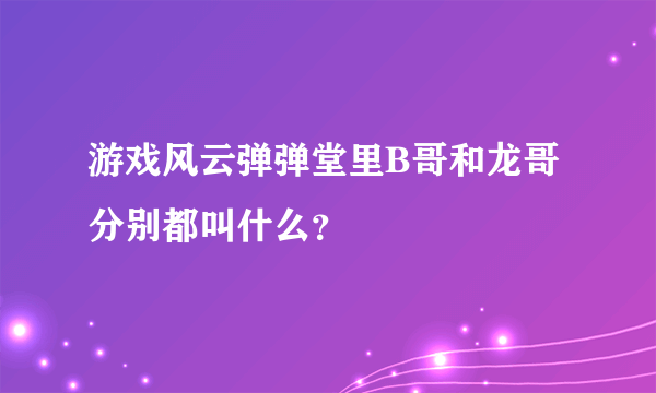游戏风云弹弹堂里B哥和龙哥分别都叫什么？