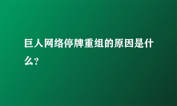 巨人网络停牌重组的原因是什么？