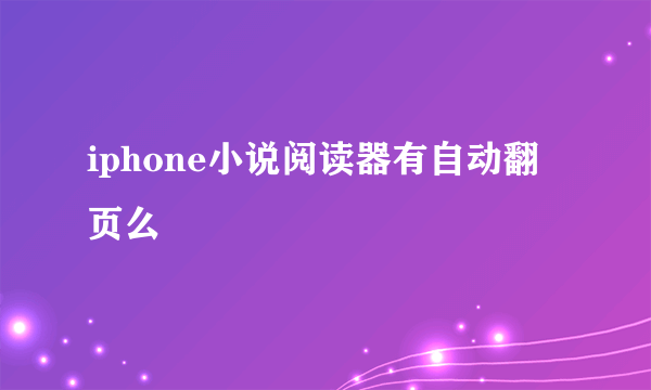 iphone小说阅读器有自动翻页么
